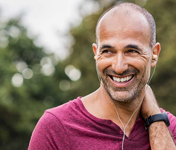 man taking a break from a run