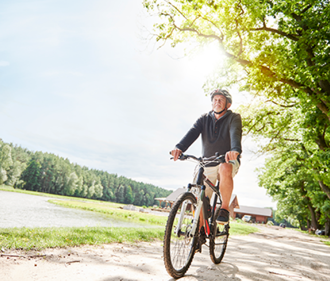 man riding bike