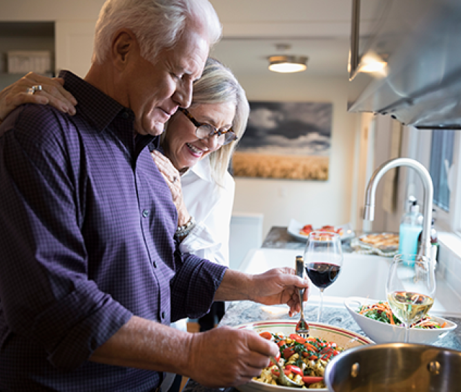couple cooking together